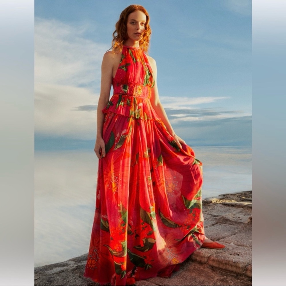 Farm Rio Red Pietra Floral Maxi Dress